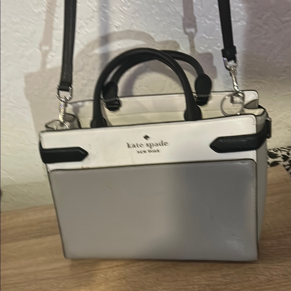 Kate Spade Gray and Black Satchel with Structured Design